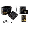 Asus | TUF GAMING B550M-E | Processor family AMD | Processor socket AM4 | DDR4 DIMM | Memory slots 4 | Supported hard disk drive interfaces 	SATA, M.2 | Number of SATA connectors 4 | Chipset AMD B550 | Micro ATX