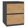 Topeshop W2 ANTRACYT/ARTISAN nightstand/bedside table 2 drawer(s) Anthracite, Oak