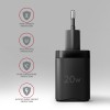 AXAGON ACU-PD20 Wall charger 20W, 1x port USB-C, PD3.0/PPS/QC4+/AFC/Apple, black