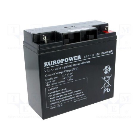 BATTERY 12V 17AH VRLA/EP17-12 EUROPOWER EMU