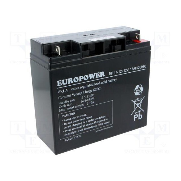 BATTERY 12V 17AH VRLA/EP17-12 EUROPOWER EMU