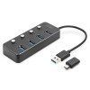 Digitus | USB 3.0 Hub, 4-port, Switchable, Aluminum Housing | DA-70247