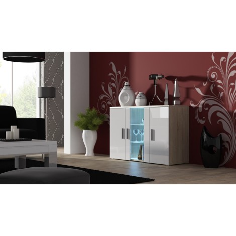 Cama sideboard 120 cm SOHO S7 sonoma oak/white gloss