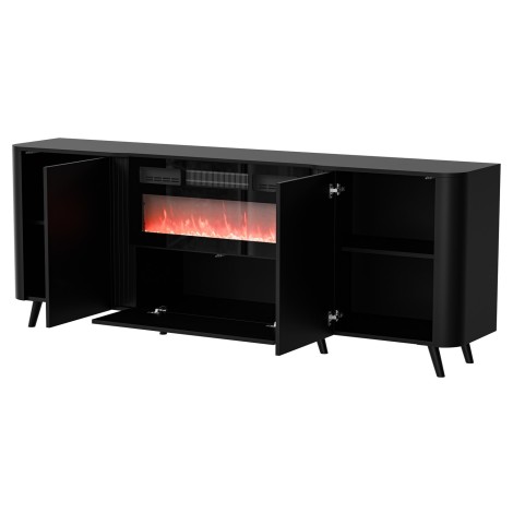 Cama Volare chest of drawers 200 x 39 x 75 cm black + fireplace