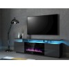 RTV EVA cabinet with electric fireplace 180x40x52 cm graphite/glossy graphite