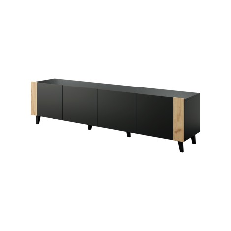 TV cabinet FARO 200x42x52 black matt + oak craft