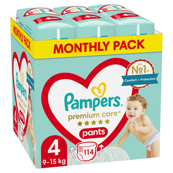 PAMPERS Premium Pants nappies Size 4, ...