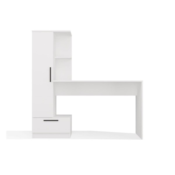 Cosmo Desk + Bookcase Set, White