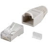 Goobay 68746  RJ45 plug, CAT 5e STP shielded with strain-relief boot, grey | for round cable with Threader   cable lead in 6.4 mm single packed (1 set per polybag)  Technical specifications  Connections  Connection, type  RJ45 male (8P8C)   Connection, co