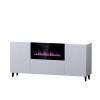 PAFOS chest of drawers with electric fireplace 180x42x82 cm white matt