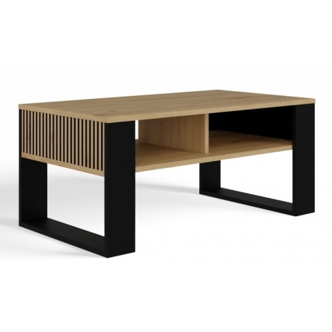 MODERN 2P SLIM ARTISAN COFFEE TABLE WITH BLACK LEGS