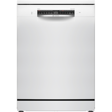 Dishwasher | SMS4HVW00E | Free standing | Width 60 cm | Number of place settings 14 | Number of programs 6 | Energy efficiency class D | Display | AquaStop function | White