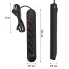 Maclean power strip, 5 socket extension cable + 3xUSB, 110-240V AC 50/60Hz, 2.1A max 2500W, 1.5m, black, MCE395 B