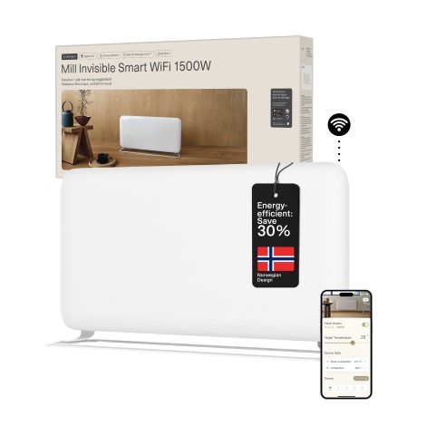 Mill WiFi Panel Heater | PA1500WIFI4A | Panel Heater | 1500 W | Suitable for rooms up to 22 m² | White | IPX4