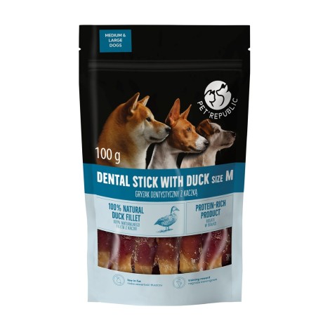 PETREPUBLIC Dental stick with duck M - dog treat - 100g