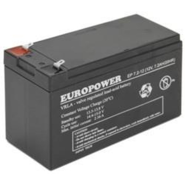 BATTERY 12V 7.2AH VRLA/EP7.2-12 T2 EUROPOWER ...