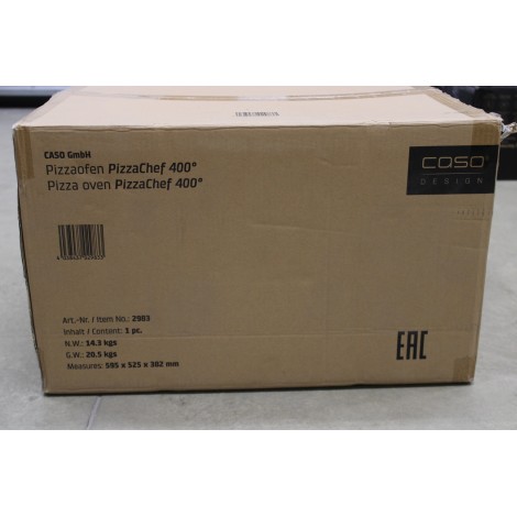 SALE OUT. Caso PizzaChef 400° Pizza oven, 2000 W, Black | Caso Pizza Oven | PizzaChef 400° | 2000 W | Black | DAMAGED PACKAGING AS DEMO