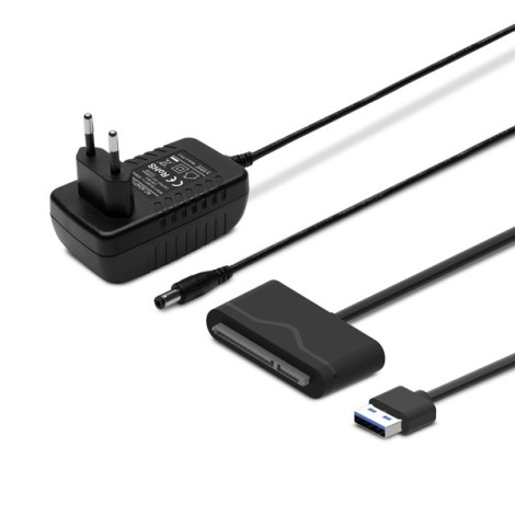 SAVIO AK-39  USB 3.0 - SATA III adapter for 3.5″/2,5" drives with power supply Black