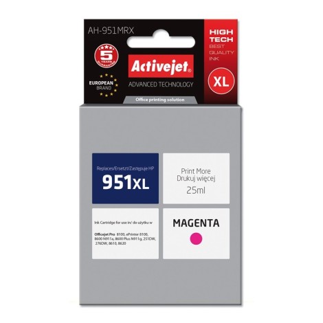 Activejet AH-951MRX Ink Cartridge (replacement for HP 951XL CN047AE; Premium; 25 ml; magenta)