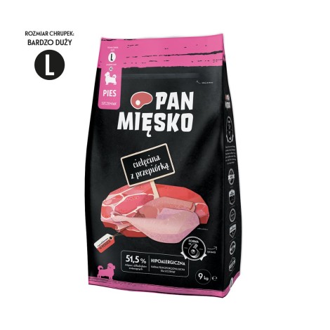 PAN MIĘSKO Veal with quail L - dry food for puppies - 9kg