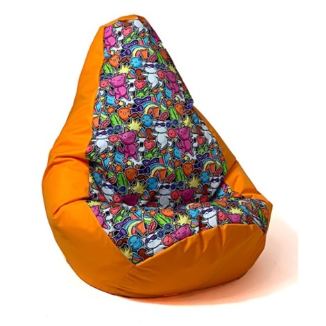 Sako bag pouffe Pear print orange-fairy 2 XXL 140 x 100 cm