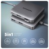 AXAGON HMC-5HL USB 5Gbps hub, 2x USB-A, HDMI 4k/60Hz, RJ-45, PD 100W