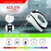 Adler | Mixer | AD 4205 b | Hand Mixer | 300 W | Number of speeds 5 | Turbo mode | White/Black