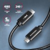 AXAGON BUCM2-CM10AB CHARGE cable USB-C <-> USB-C, 1m, Hi-Speed USB, PD 240W 5A, ALU, braid