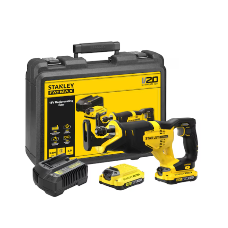 Stanley | 18V V20 Reciprocating Saw - 2 x 2.0Ah Kitbox | SFMCS300D2K-QW | 18 V