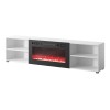 RTV cabinet POLO 200x33x50.5 white + fireplace black