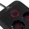 Maclean power strip, 6 socket extension + 4xUSB, 110-240V AC 50/60Hz, 2.1A max 2500W, 1.5 m, black, MCE389 B