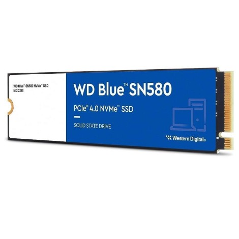 SSD|WESTERN DIGITAL|Blue SN580|250GB|M.2|PCIe Gen4|NVMe|TLC|Write speed 2000 MBytes/sec|Read speed 4000 MBytes/sec|2.38mm|TBW 150 TB|MTBF 1500000 hours|WDS250G3B0E