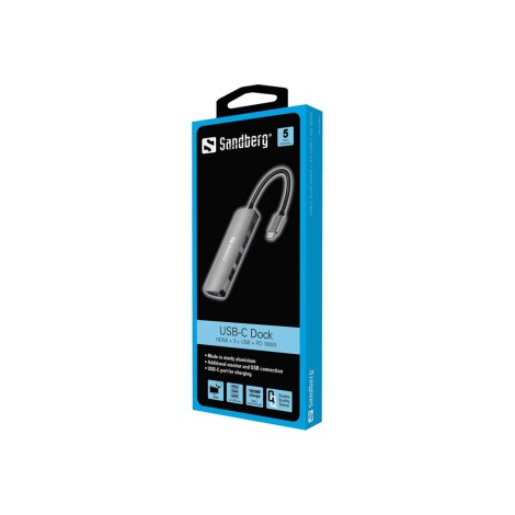 SANDBERG USB-C Dock HDMI+3xUSB+PD 100W