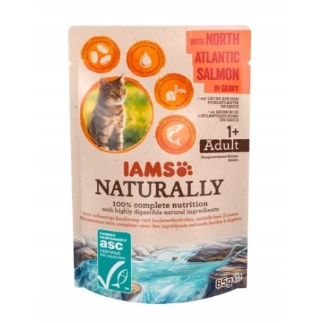 IAMS Naturally Adult with North Atlantic salmon in gravy - wet cat food - 85g