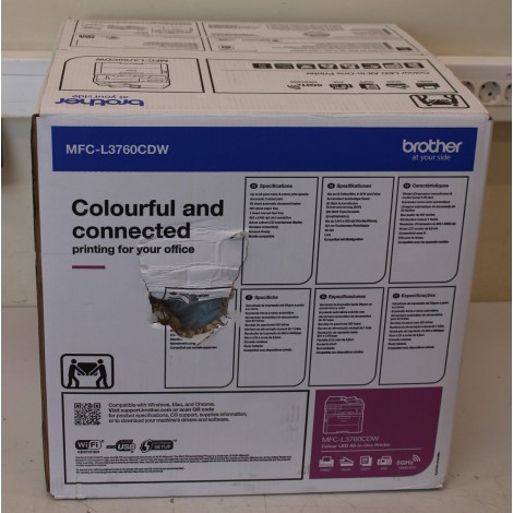 SALE OUT. Brother MFC-L3760CDW Color All-in-One LED Printer with Fax | Brother Multifunction Printer | MFC-L3760CDW | Laser | Colour | All-in-one | A4 | Wi-Fi | DAMAGED PACKAGING
