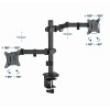 Gembird MA-D2-03 Adjustable desk mounted double monitor arm, 17”-32”, black