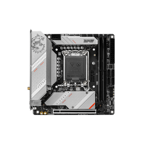 SALE OUT. MSI MPG B760I EDGE WIFI | MSI MPG B760I EDGE WIFI | Processor family Intel | Processor socket LGA1700 | DDR5 DIMM | Memory slots 2 | Supported hard disk drive interfaces SATA, M.2 | Number of SATA connectors 4 | Chipset Intel B760 | Mini-ITX | R