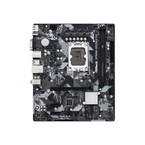 ASRock | B760M-HDV/M.2 D4 | Processor family Intel | Processor socket  LGA1700 | DDR4 DIMM | Memory slots 2 | Supported hard disk drive interfaces SATA, M.2 | Number of SATA connectors 4 | Chipset Intel B760 | Micro ATX