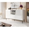 ABETO chest of drawers on black steel frame 150x42x90 white/gloss white