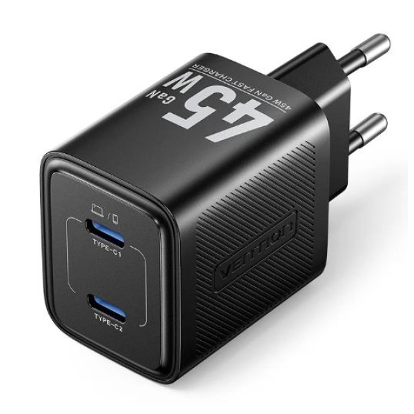 MOBILE CHARGER WALL 45W USB-C/2P BLACK ...
