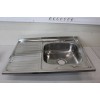 SALE OUT. Sink TREDI, top-mounted, stainless steel, with siphon set, right, 80 x 60 cm | Sourcing DENTED, SCRATCHED, MISSING SEAL RUBBER
