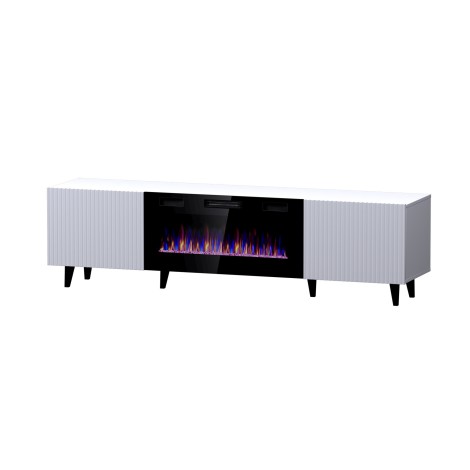 RTV cabinet PAFOS EF with electric fireplace 180x42x49 cm white matt