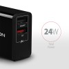 AXAGON ACU-QS24 QUICK and SMART Wall charger, 2x USB port QC3.0/AFC/FCP + 5V-1.2A, 24W