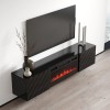 RTV LUXE cabinet 182.6x34.5x37.5 black/black gloss + black fireplace