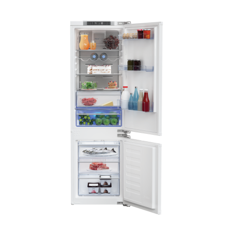 BEKO Refrigerator | BCNA275E4FN | Energy efficiency class E | Free standing | Combi | Height 177.5 cm | No Frost system | Fridge net capacity 185 L | Freezer net capacity 69 L | Display | 38 dB | White