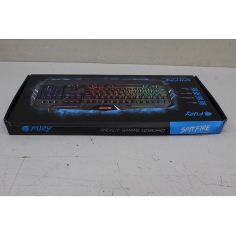 SALE OUT. FURY Spitfire Gaming Keyboard, US Layout, Wired, Black DAMAGED PACKAGING | Fury | Gaming Keyboard | Spitfire | Gaming | Wired | US | DAMAGED PACKAGING | 1.8 m | Black | USB 2.0