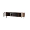 ALMERA TV cabinet 180.5x42x52.5 walnut/cashmere + black fireplace