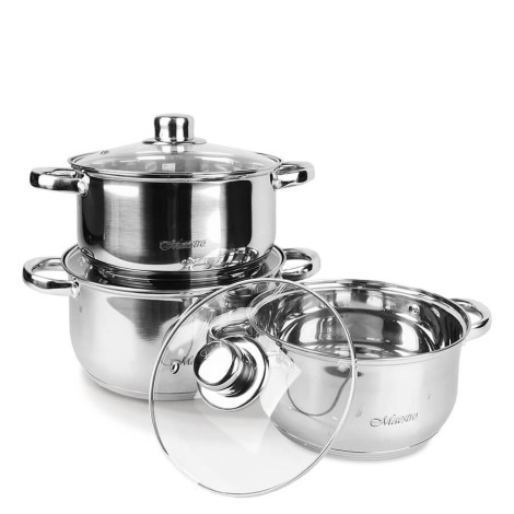 MAESTRO MR-2020-6M 6-piece cookware set, stainless steel