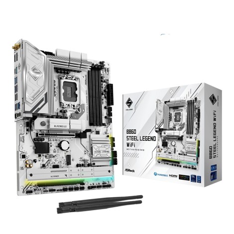Mainboard|ASROCK|Intel B860 Express|LGA1851|ATX|Memory DDR5|Memory slots 4|1xPCI-Express 4.0 16x|1xPCI-Express 5.0 16x|1xM.2|1xHDMI|1xDisplayPort|1xAudio-Out|1xMicrophone|3xUSB 2.0|6xUSB 3.2|1xUSB-C w/Thunderbolt|1xOptical S/PDIF|1xRJ45|B860STEELLEGENDWIF