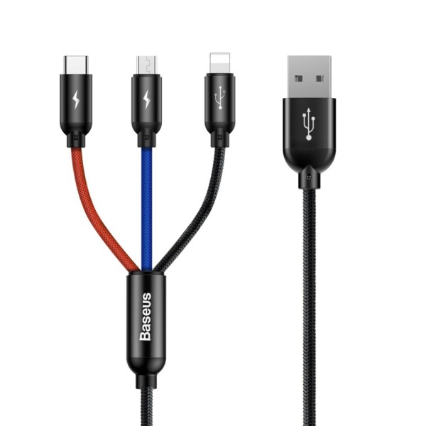 BASEUS USB CABLE 3-IN-1 USB-C/LIGHTNING/MICRO 3A ...